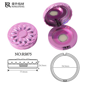 Round Empty Powder Packaging Luxury Blush Rose Gold Compact Case