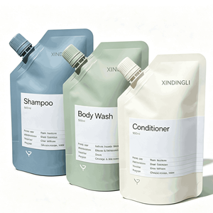 Custom Logo 500ml Matte Finish Eco Friendly BPA Free Leak Proof Stand up Shampoo Body Wash Conditioner Refill Spout Pouch