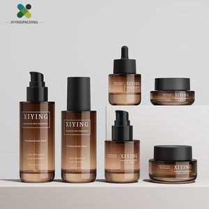 Luxury Frosted Matte Amber Glass Cosmetic Packaging Bottles